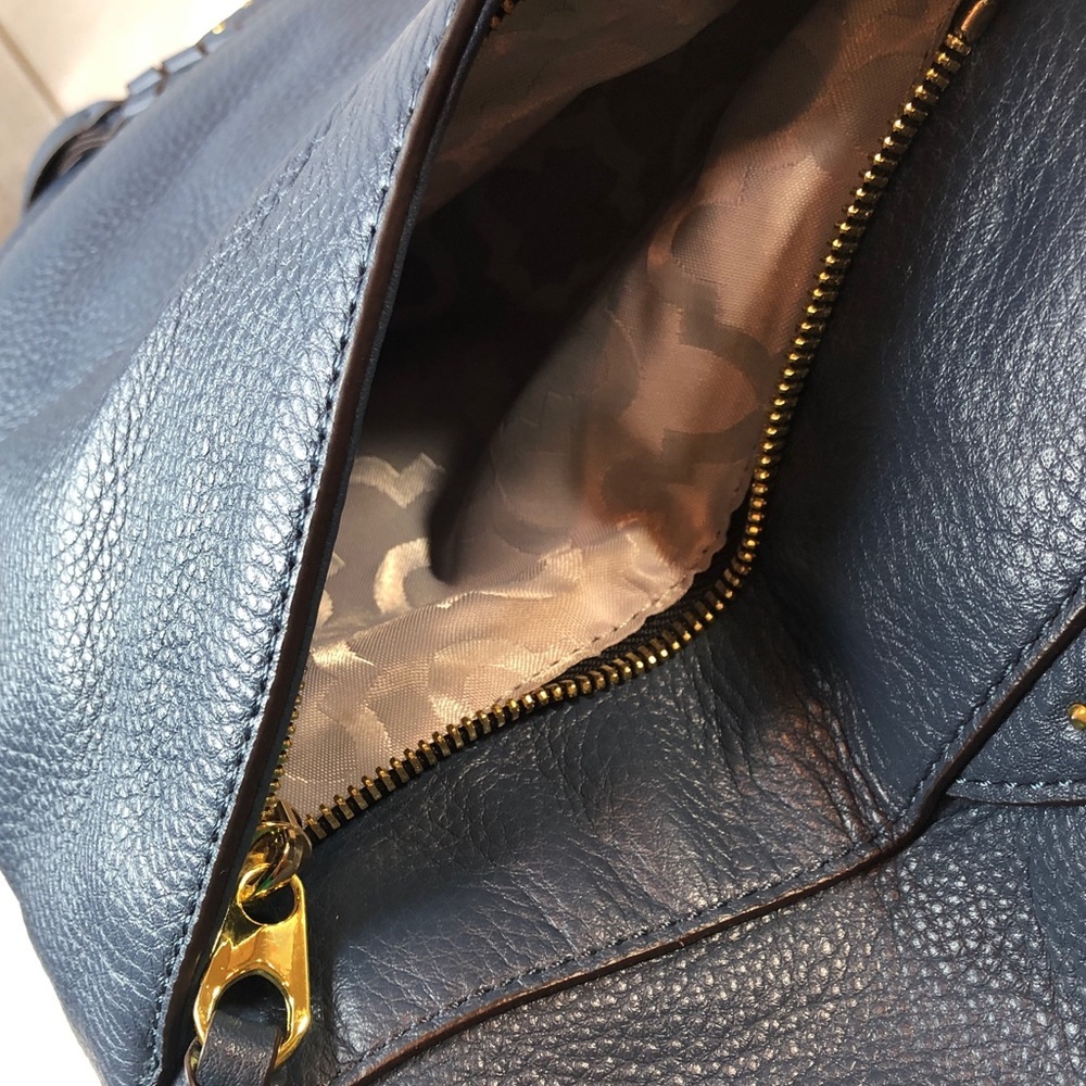 OrYANY Chic Soft Blue Pebble Leather Hobo Bag Gold Hardware and Studs NWOT - Picture 12 of 16